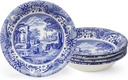 Spode Blue Italian Ascot Cereal Bowl Set of 4-8-Inch Earthenware Bowls with Oriental Design, Dishwasher & Microwave Safe Tableware for Breakfast, Soup, Rice, Dessert - Blue & White Dinnerware