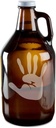 Awesome Hand Print Hand-Made Etched Glass Beer Growler 64 oz