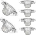 6 Pcs Sink Drain Strainer, 2.1" Top / 1" Stainless Steel Bathroom Sink Strainer Mesh Drain Hair Catcher Basket Filter Trap for Bathtub Lavatory Laundry Kitchen Pool Utility