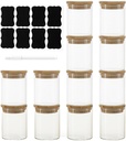 12 Packs Round Spice Jars with Label, 8oz Stackable Airtight Food Storage Containers, Practical Small Glass Jars to Go for Cookie, Coffee, Yogurt, Overnight Oats, Sugar, qtip, cotton balls and Candle