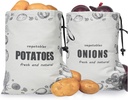 TOGETRUE Potato Onion Storage Bag, Washable Canvas Onion and Potato Storage Bag, Drawstring Garlic Onions Potatoes Keeper with Side Zipper for Pantry, Kitchen, Refrigerator (Potato Onion Bag)