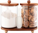 Set of 2 101OZ Glass Jars with Airtight Lids Canister Sets for Kitchen Counter Flour Glass Storage Containers with Wooden Lid and a Tray for Kitchen or Laundry Room