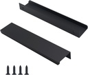 30 Pack Modern Kitchen Cabinet Handles, Black Finger Pulls for Cabinets 5.9inch/150mm Length, Matte Black Edge Cabinet Pulls, Drawer Tabs Pull Hardware Concealed Tab Handle
