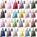 Paterr 24 Pcs Foldable Reusable Shopping Bag Recycle Travel Grocery Bag Fold to Pocket Tote Bulk for Daily Supplies Load