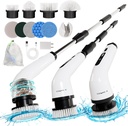 Electric Scrubber for Cleaning - Shower Scrubber with Long Handle - Bathroom Scrubber Electric -Bathtub Scrubber, Tub Scrubber with Long Handle - for Floor, Tile, Sink, Glass, 9 Heads IPX7 Waterproof