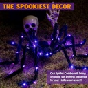 JOYIN 2 Pack 5 Ft Halloween Light Up Spiders Outdoor Decorations, Scary Giant Spider with Purple LED, Fake Large Haunted House Props, for Halloween Lawn Porch Yard Garden Tree Outside Indoor Decor