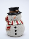 Cosmos Gifts 56545 Fine Ceramic Christmas Holidays Snowman Wearing Scarf Candy Box Jar 7" H