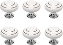 uxcell 6pcs Ceramic Knobs Vintage Knob Drawer Pull Handle Furniture Door Cabinet Cupboard Wardrobe Dresser Decorative Silver Circle White
