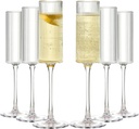 16 Pack Ribbed Acrylic Champagne Flutes, 5.5 Oz Unbreakable Goblet Glasses Reusable Champagne Toasting Cups - Modern & Elegant for Wedding Party Anniversary Christmas Birthday