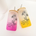 Valentines Day Gifts Custom Birth Flower Tumbler Bamboo Covered 16 Oz Tea Iced Coffee Cups with Lid Party Favor Mother Day Gifts for Teacher, Best Mom, February Bitrhflower