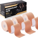 Kinesiology Tape (3 Rolls) - Acrylic Adhesive Muscle Tape - Waterproof, Breathable, Hypoallergenic for Muscle Support & Injury Recovery - Sports Tape, Athletic Tape (Beige)