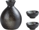 Ceramic, Sake Cup 3-Piece Set Japanese Set Gifts Ceramics1 Sake Bottle and 2 Sake Cups,A
