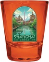 R and R Imports Shanghai China Old Town Design Souvenir Full Color 2oz Shot Glass Orange Single