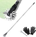 Wheel Rotary Edger, Adjustable 63” Manual Lawn Edger Tool with Gloves, Stainless Steel Trimmer for Sidewalk, Grass and Weed Edging, Ideal for Garden Landscaping and Yard Maintenance