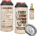 winorax Stepdad Can Cooler Tumbler Stepped Up Dad Gifts 4-in-1 Can Holder Stainless Steel Tumblers Father's Day Cup Gifts for Step Dads Stepfather