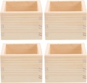 LUOZZY 4 Pcs Japanese Square Wooden Sake Cup Set Traditional Sushi Box Organizer Reusable Home Restaurant Tableware Natural Wood Color Small Size