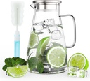 64oz Glass Pitcher with Lid, Water Pitcher for Fridge, Iced Tea Pitcher - Borosilicate Glass Carafe with Handle & Filter, Cold Brew, Juice, Beverages