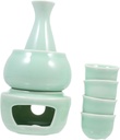 Japanese Sake Serving Set Mulled Wine Warmer Ceramic Cups Hot Sake Heater Home Bar Accessory