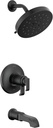 Delta Faucet Tetra 17T Series Dual-Function Matte Black Tub and Shower Faucet Set with with 4-Spray H2Okinetic Shower Head, Bathtub Faucet Set, Matte Black T17T489-BL (Valve Not Included)
