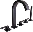 Speakman SB-2533-MB Lura 5-Hole Roman Tub Faucet with Platform Lever Handles MB, Matte Black