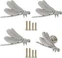 Dragonfly Drawer Knobs 4 Pack, Dragonfly Cabinet Knob Handle,Unique Insects Decorative Knob Pull for Dresser, Bookcase, Door, Kitchen Cabinets Furniture Decor Hardware Single Hole (Silver)