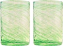 Genkawa Genkichi Kobo Straight Glass (Green), φ3.1 inches (8 cm), Zazanami, Pack of 2