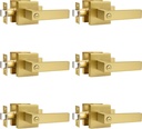 Probrico Gold Privacy Door Handle Lockset Heavy Duty Interior Door Lever for Bedroom Reversible Keyless Handleset Door Knob 6 Pack
