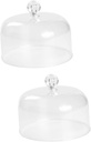 Alipis 2pcs Round Cake Stand Display Acrylic Cake Cover Lid Carrier for Desserts