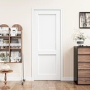 Classic 2-Panel Solid Core Interior Door Slab – White Primed Manufactured Solid Wood, Minimalist Rail Design, Standard Size,18''x 80''