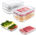6 Pcs Deli Meat Container for Fridge, Stackable Bacon Lunch Meat Container for Refrigerator, Food Storage Boxes with 2 Lids for Cold Cuts, Cheese, Lunchmeat, Salami, Meal Prep Containers