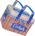 Loose Tea Set Metal Candy Tins with Handle Rattan Cookie Tin Box Travel Storage Containers for Small Cookie Biscuit Cards Small Things Blue Weaving Basket