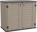 KINYING Outdoor Storage Shed - Horizontal Storage Cabinet Waterproof for Garden, Patio, Backyard, Storage Box for Easy Storage of Garbage Cans, Tools, Lawn Mower, 26 Cubic Feet,Dark Brown