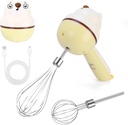 Cordless Hand Mixer, Handheld Electric Whisk with 3 Speed Modes, Hand Held Egg Beater with 2 Detachable Stir Whisks Hand Mixer Cordless Hand Held Egg Beater (Yellow Bear)