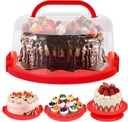 VGOODALL Cake Carrier with Lid and Handle, Red Cake Plate Cupcake Container, 2 in 1 Portable Dessert Transport Container for Cupcake Pie Muffin Cobbler