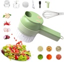 AXEDAES 4 in 1 Multi-Functional Portable Electric Vegetable Cutter Set, Wireless Vegetable Processor for Garlic, Peppers, Onions, Celery, Ginger, Meat, With Brush, Comes with Egg & Cream Beater.