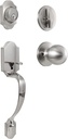 KIAYACI Front Door Lock Set Silver Door Handle Exterior Door Lock Set with Deadbolt Single Cylinder HandleSet Curved Handle Lower Half Grip Round Knob Satin Nickel Front Door Knob