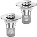 Sink Stopper Hair Catcher, Pop-up Sink Drain Strainer with Removable Stainless Steel Strainer Basket Hair Catcher, Bathroom Sink Strainer for Bathroom Sink Stopper Replacement