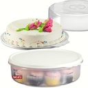 SIGNORA WARE Pie Carrier with Lid – 2-Piece Multipurpose Cupcake Carrier Pie Carrier for 2 Pies – 11 Inch Plastic Round Cake Holder with Lid – Semi-Transparent Airtight Pie Carriers for Transport