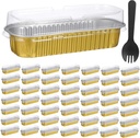 Cabilock 50pcs Mini Cake Pans with Lids Aluminum Foil Baking Containers for and Storage Versatile Food Box for Bread Cheese and Desserts for Any Occasion