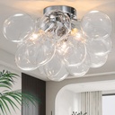 GoYeel Ceiling Light Chandelier Modern Kitchen Lights Ceiling Flush Mount Glass Bubble Chandelier Lighting 3 Light Entryway Light Fixture 17.72in 13 Globe for Bedroom Foyer Living Room