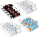 Lifetime Home 4 Pack Clear Water Bottle Dispenser Organizer Bins for Refrigerator - BPA-Free - Fridge Tray for Drinks Soda Cans & Beer - Perfect Refrigerator Organization & Storage