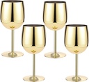 Irenare Set of 4 Stainless Steel Wine Glasses Gold 12 oz Metal Wine Goblets Unbreakable Portable Stemmed Wines Glasses for Wedding Anniversary Party Travel Camping Outdoor Picnics