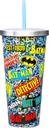 Spoontiques Batman Glitter Cup Tumbler with Stainless Steel Lid and Straw - 20 oz - Acrylic - Multicolored