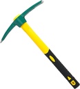 Pick Mattock Hoe Heavy Duty, Gardening Hand Pick with 15 Inch Shock Absorption Rubber Handle and Forged Head, Pick Axe Hand Tool for Digging Weeding Prospecting Camping