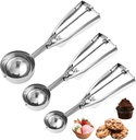 Cookie Scoop,Set of 3 Cookie Dough Scoops for Baking 1 Tbsp,2 Tbsp,3 Tbsp,Stainless Steel Ice Cream Scooper with Trigger Release for Cupcake,Ice Cream,Muffin,Meatball,Melonball