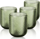 Joeyan Vintage Small Drinking Glasses,Green Ribbed Embossed Colored Water Glasses Tumbler Cups,Glassware for Beverages Cocktail Whisky Beer Juice,9 oz,Set of 4,Dishwasher Safe