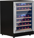 YITAHOME 24 Inch Wine Cooler Refrigerator, 46 Bottle Dual Zone Wine Refrigerator with Double-Layer Tempered Glass Door, Stainless Steel Wine Fridge, Built-In or Self-standing, Black