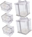 5pcs Clear Cake Carrier Transparent Birthday Cake Box for Parties Sturdy Food-safe Material for Weddings and Celebrations