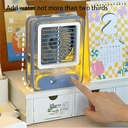 Portable Mini Evaporative Air Cooler With Color Light, 3 Speeds & Adjustable Mist Spray - Personal Cooling Fan For Bedroom Office(White)