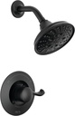 Delta Faucet Esato 14 Series Single-Handle Black Shower Faucet, Shower Trim Kit with 5-Spray H2Okinetic Black Shower Head, Matte Black 142897-BL (Valve Included)